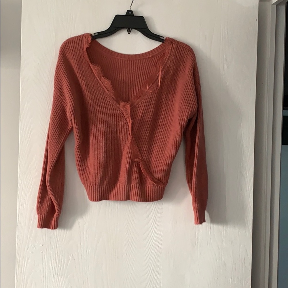 Hollister sweater with lace accent